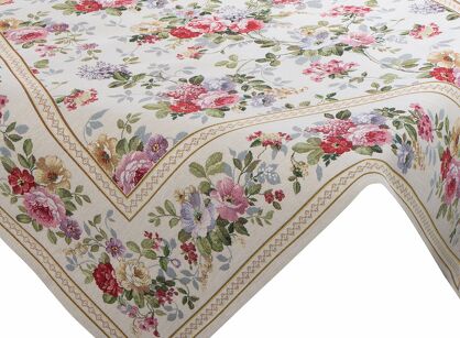 Nakładka gobelinowa 100x100 4088 naturalna różowa wzór kwiatu wiśni