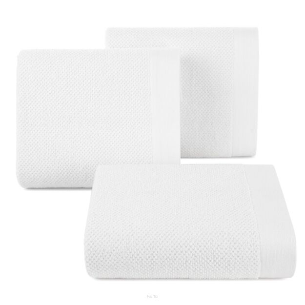 Ręcznik bawełniany 30x50 RISO biały o ryżowej strukturze z gładką bordiurą