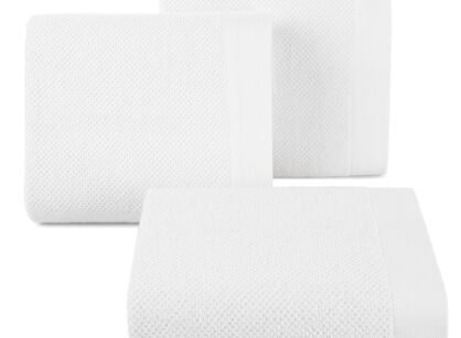 Ręcznik bawełniany 30x50 RISO biały o ryżowej strukturze z gładką bordiurą