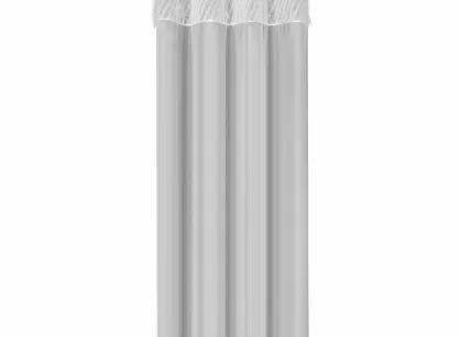 Zasłona gotowa na przelotkach 140x250 AMIRA srebrna z szerokim pasem kreszowanego welwetu z lekkim woalem