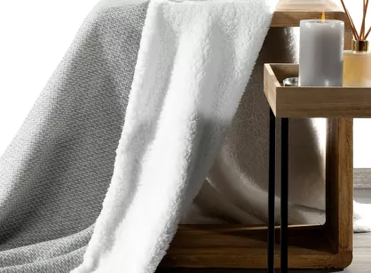 Koc 150x200 PANDA srebrny biały dwustronny niezwykle miękki