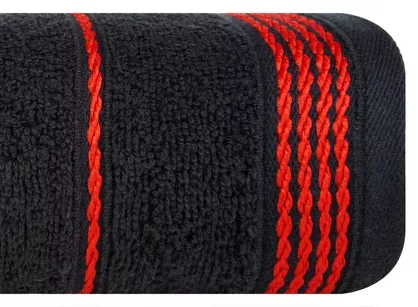 Ręcznik 30x50 MIRA czarny zdobiony bordiurą w pasy 500 g/m2