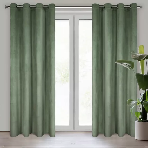 Zasłona  na przelotkach 140x250 ROSA welwetowa ciemna mięta Design 91