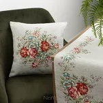 Poszewka gobelinowa 45x45 1233 popielata z wzorem kwiatowym - 2