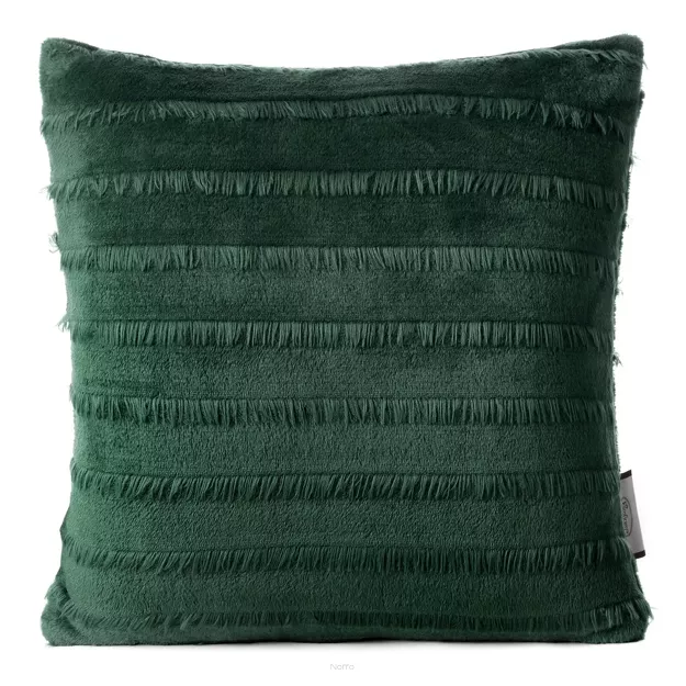 Poszewka jednokolorowa 40x40 EMI zielona miła w dotyku z wzorem w paski