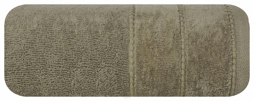 Ręcznik 70x140 MARI jasny brąz z welurową bordiurą w pasy 500 g/m2