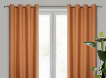 Zasłona na przelotkach 140x250 RITA jednokolorowa ruda z miękkiej tkaniny