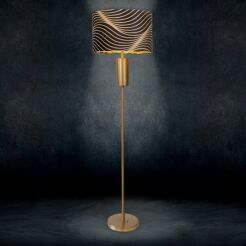Lampa stojąca 43x157 VICTORIA 3 czarna z welwetowym abażurem z falującym złotym wzorem Limited Collection