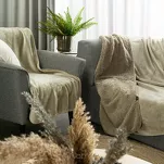 Koc jednokolorowy 150x200 TEDY beżowy imitujący buklę - 8