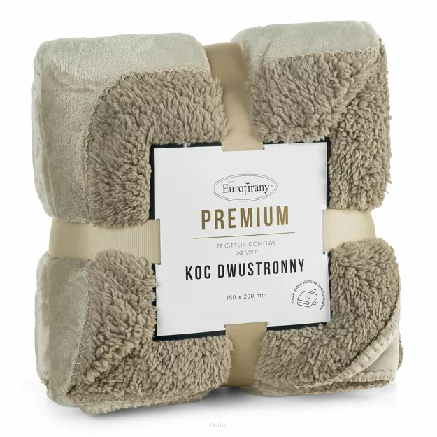 Koc jednokolorowy 150x200 TEDY beżowy imitujący buklę