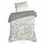 Pościel satynowa 220x200 SPRING 106 biała w popielaty wzór kwiatów - 5
