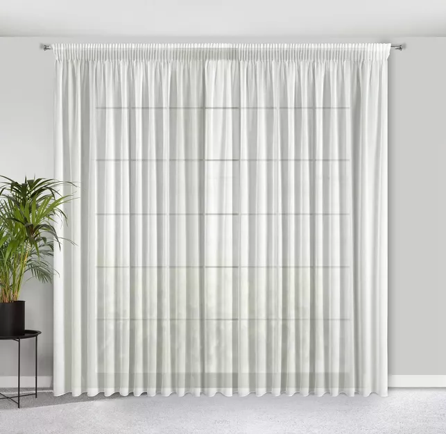 Firana na taśmie 300x270 MARGO biała błyszcząca o gęstym drobnym splocie