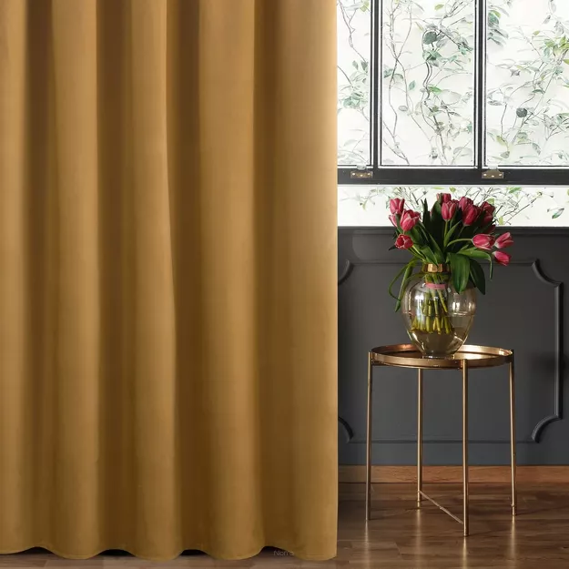 Zasłona gotowa na taśmie 140x270 SIBEL welwetowa Pierre Cardin miodowa jednokolorowa