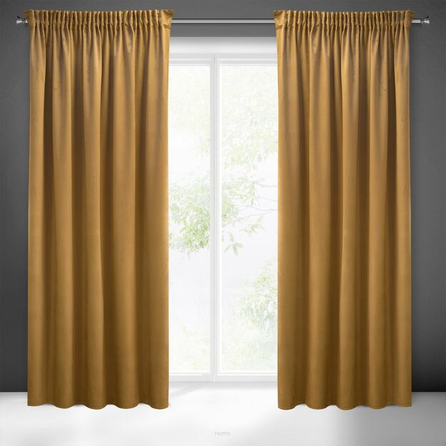 Zasłona na taśmie 140x270 SIBEL welwetowa Pierre Cardin miodowa jednokolorowa