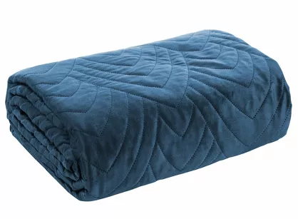 Narzuta welwetowa 170x210 LUIZ 6 granatowa pikowana w powtarzalny wzór