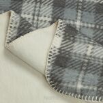 Koc świąteczny 200x220 SANTA 2 szary kremowy bawełniany w kratę - 4