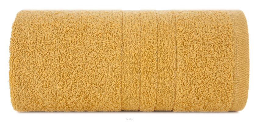 Ręcznik bawełniany 30x50 GALA musztardowy zdobiony bordiurą z błyszczącą nicią