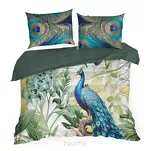 Pościel z makosatyny 160x200 PAVO zielona paw egzotyczny wzór z kolekcji Premium - 4