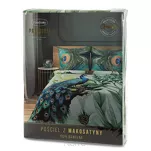 Pościel z makosatyny 160x200 PAVO zielona paw egzotyczny wzór z kolekcji Premium - 6