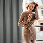 Zasłona na taśmie 130x300 CARLO zaciemniająca typu blackout popielata z tkaniny strukturalnej - 18