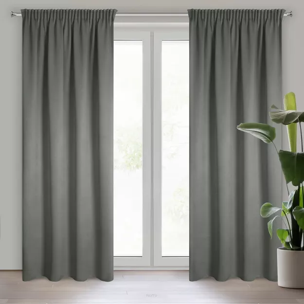 Zasłona na taśmie 130x300 CARLO zaciemniająca typu blackout popielata z tkaniny strukturalnej