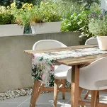 Bieżnik na taras 40x140 GARDEN 31 biały wodoodporny zielony motyw kwiatowy - 5