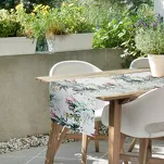 Bieżnik na taras 40x140 GARDEN 31 biały wodoodporny zielony motyw kwiatowy - 5