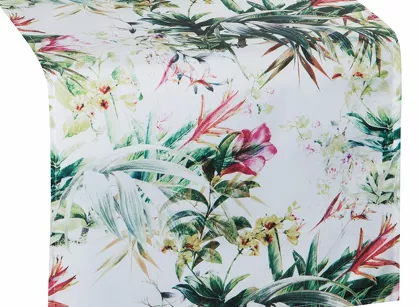 Bieżnik na taras 40x140 GARDEN 31 biały wodoodporny zielony motyw kwiatowy