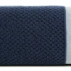 Ręcznik bawełniany 50x90 MADLEN granatowy zdobiony kontrastową elegancką bordiurą