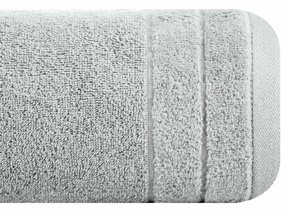 Ręcznik bawełniany 70x140 DAMLA stalowy gładki z subtelną bordiurą