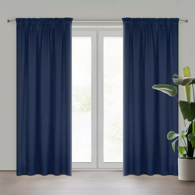 Zasłona na taśmie 135x270 LOGAN zaciemniająca granatowa jednokolorowa z półmatowej tkaniny