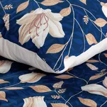 Pościel satynowa 140x200 NIKA 48 granatowa z motywem botanicznym z kolekcji Nova Print - 7