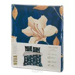 Pościel satynowa 140x200 NIKA 48 granatowa z motywem botanicznym z kolekcji Nova Print - 2