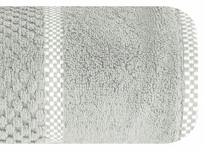 Ręcznik bawełniany 50x90 CALEB srebrny o delikatnym wzorze krateczki i kontrastową bordiurą