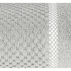 Ręcznik bawełniany 50x90 CALEB srebrny o delikatnym wzorze krateczki i kontrastową bordiurą