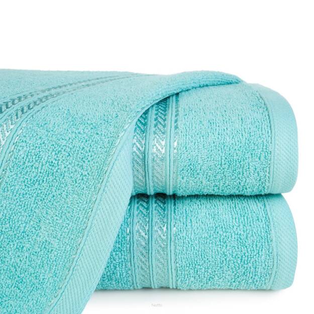 Ręcznik bawełniany 50x90 LORI błękitny z delikatną bordiurą z błyszczącą nicią