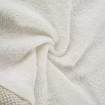 Ręcznik 100x150 ABBIE kremowy  z żakardową błyszczącą bordiurą w pasy z delikatną krateczką 500 g/m2 - 2