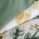 Pościel satynowa 140x200 SPRING 91 biała ciemna zieleń z wzorem cytryn z kolekcji Classic - 5
