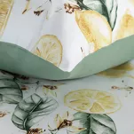 Pościel satynowa 140x200 SPRING 91 biała ciemna zieleń z wzorem cytryn z kolekcji Classic - 6