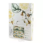 Pościel satynowa 140x200 SPRING 91 biała ciemna zieleń z wzorem cytryn z kolekcji Classic - 7