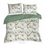 Pościel satynowa 140x200 SPRING 91 biała ciemna zieleń z wzorem cytryn z kolekcji Classic - 3