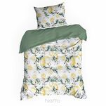 Pościel satynowa 140x200 SPRING 91 biała ciemna zieleń z wzorem cytryn z kolekcji Classic - 2