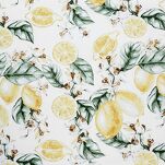 Pościel satynowa 140x200 SPRING 91 biała ciemna zieleń z wzorem cytryn z kolekcji Classic - 4