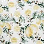 Pościel satynowa 140x200 SPRING 91 biała ciemna zieleń z wzorem cytryn z kolekcji Classic - 4