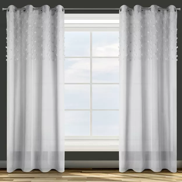Zasłona gotowa na przelotkach 140x250 STELLA srebrna zdobiona pomponikami Design 91
