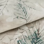 Pościel satynowa 140x200 SPRING 82 beżowa z wzorem ciemnoturkusowych liści z kolekcji Classic - 3