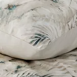 Pościel satynowa 140x200 SPRING 82 beżowa z wzorem ciemnoturkusowych liści z kolekcji Classic - 5