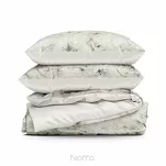 Pościel satynowa 140x200 SPRING 82 beżowa z wzorem ciemnoturkusowych liści z kolekcji Classic - 7