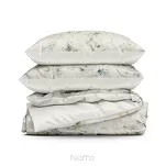 Pościel satynowa 140x200 SPRING 82 beżowa z wzorem ciemnoturkusowych liści z kolekcji Classic - 3