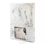 Pościel satynowa 140x200 SPRING 82 beżowa z wzorem ciemnoturkusowych liści z kolekcji Classic - 8